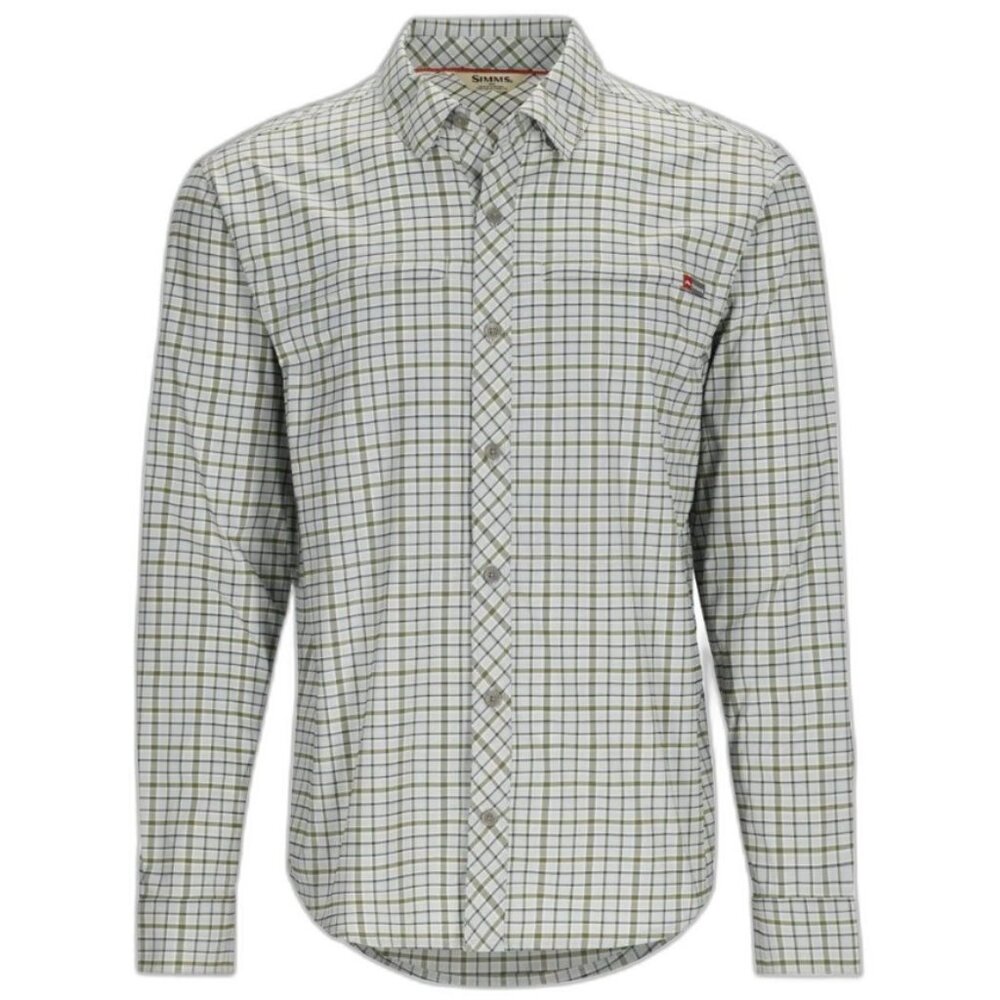 Simms Mens' Stone Cold LS Shirt in Sterling Plaid Sz XXL